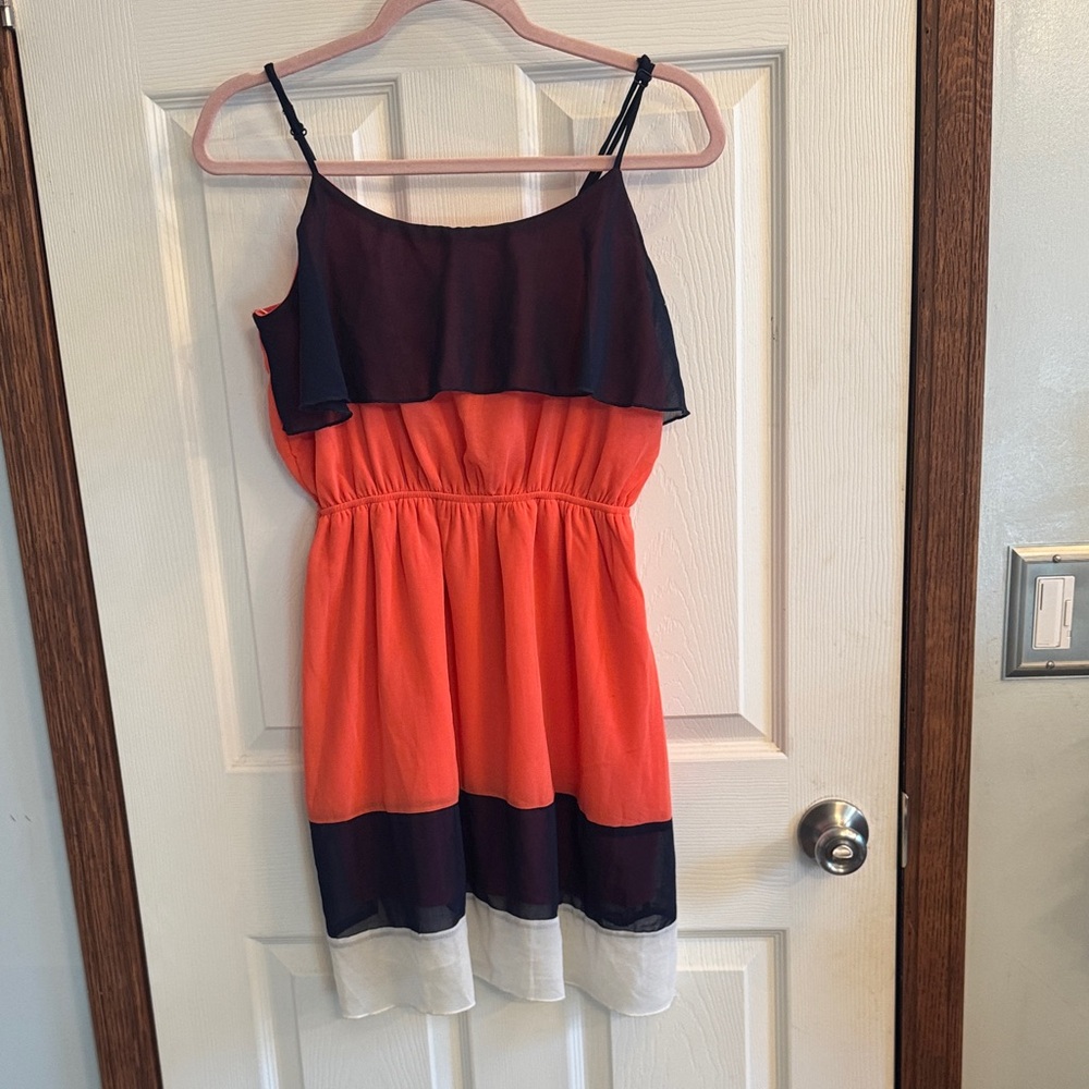 Stylish Coral and Navy‎  Dress